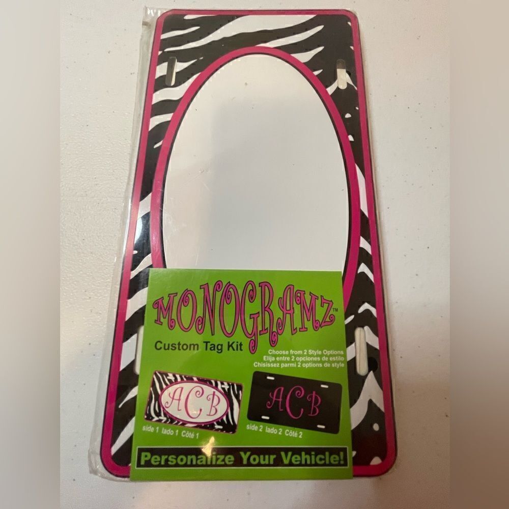 Chroma Monogramz Custom Tag Kit Pink/Black Zebra - Personalize Your Vehicle